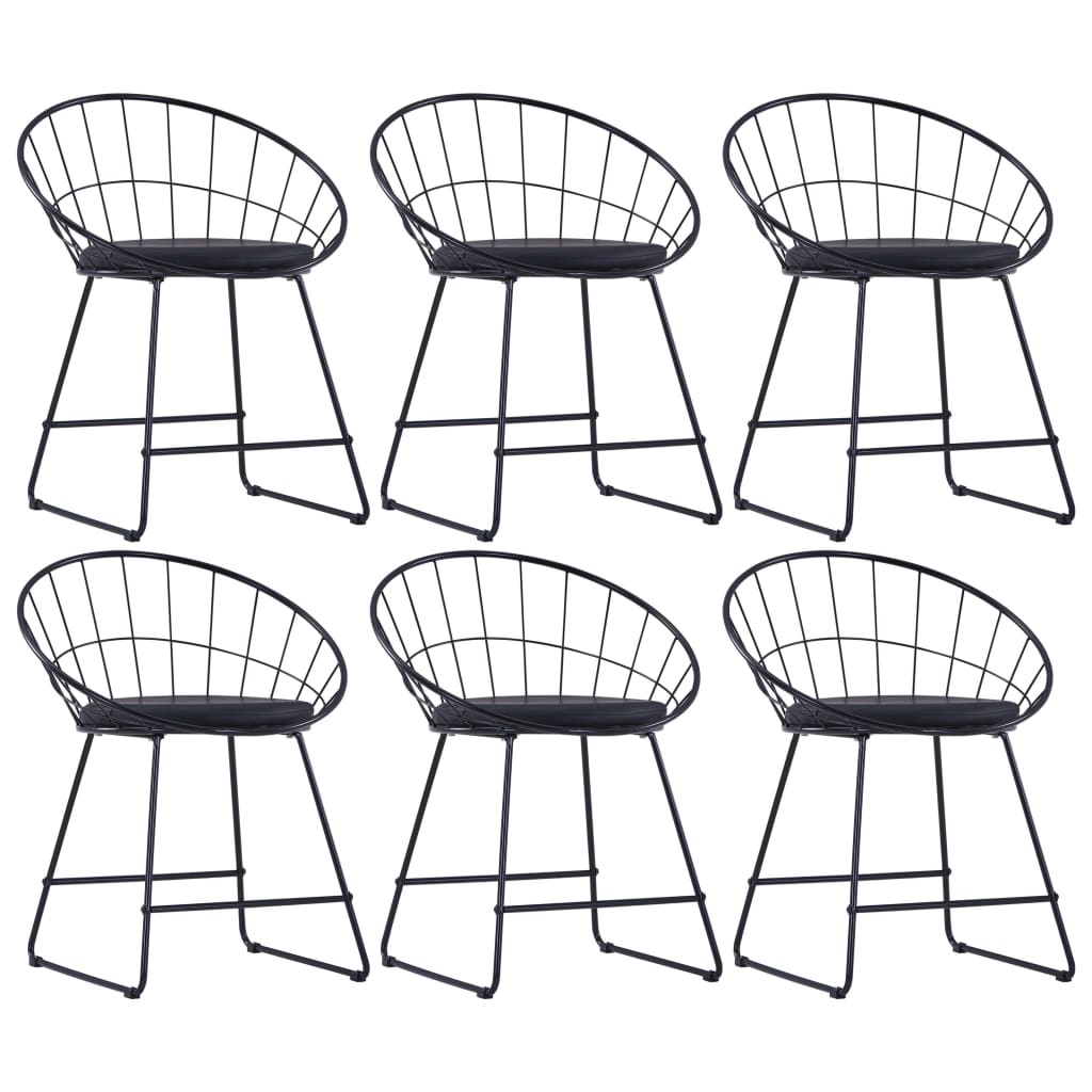 Chaises à manger similicuir lot de 6 noir acier Chaises de cuisine vidaXL   