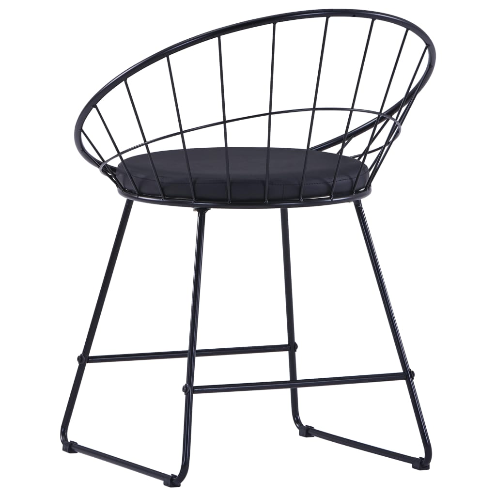 Chaises à manger similicuir lot de 6 noir acier Chaises de cuisine vidaXL   