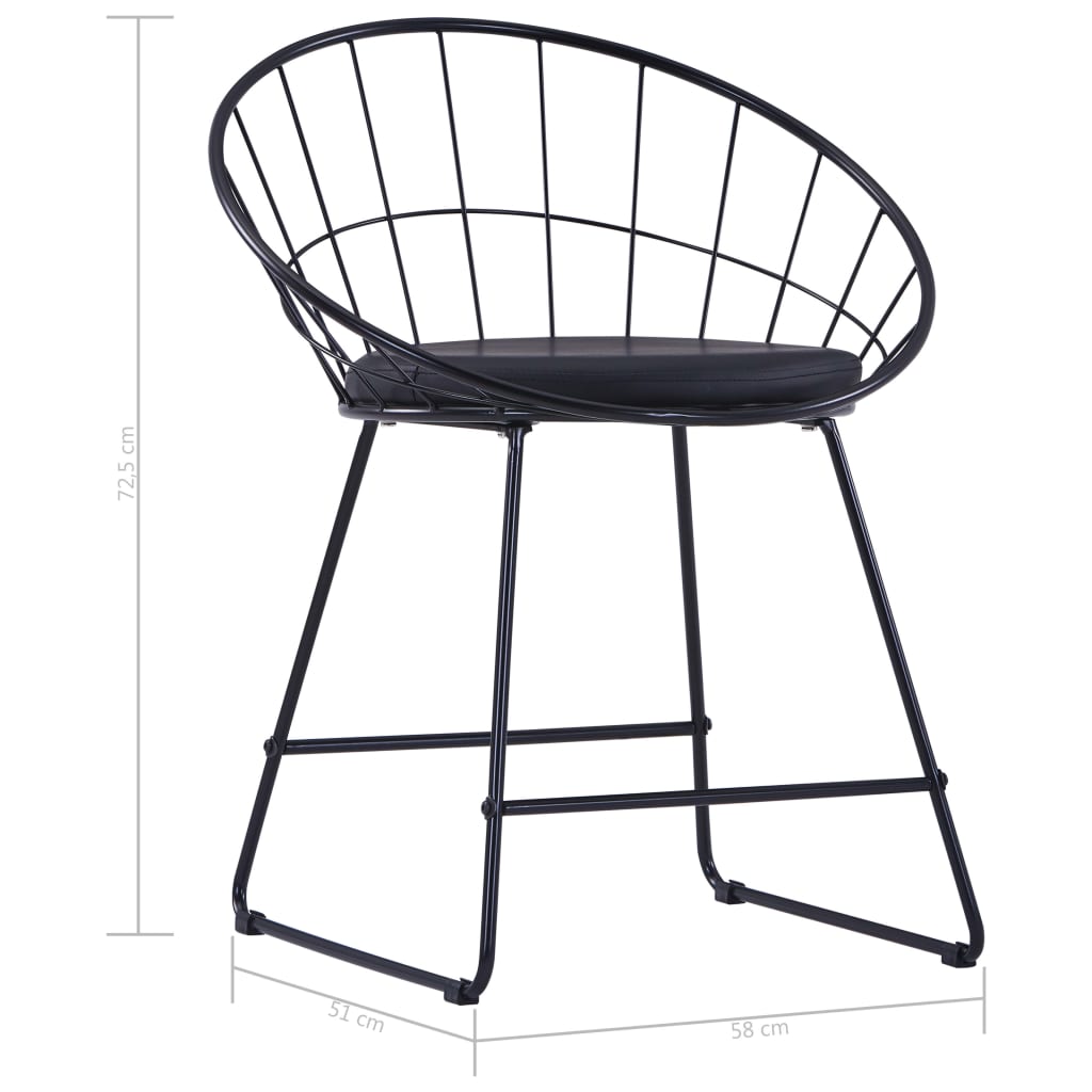 Chaises à manger similicuir lot de 6 noir acier Chaises de cuisine vidaXL   