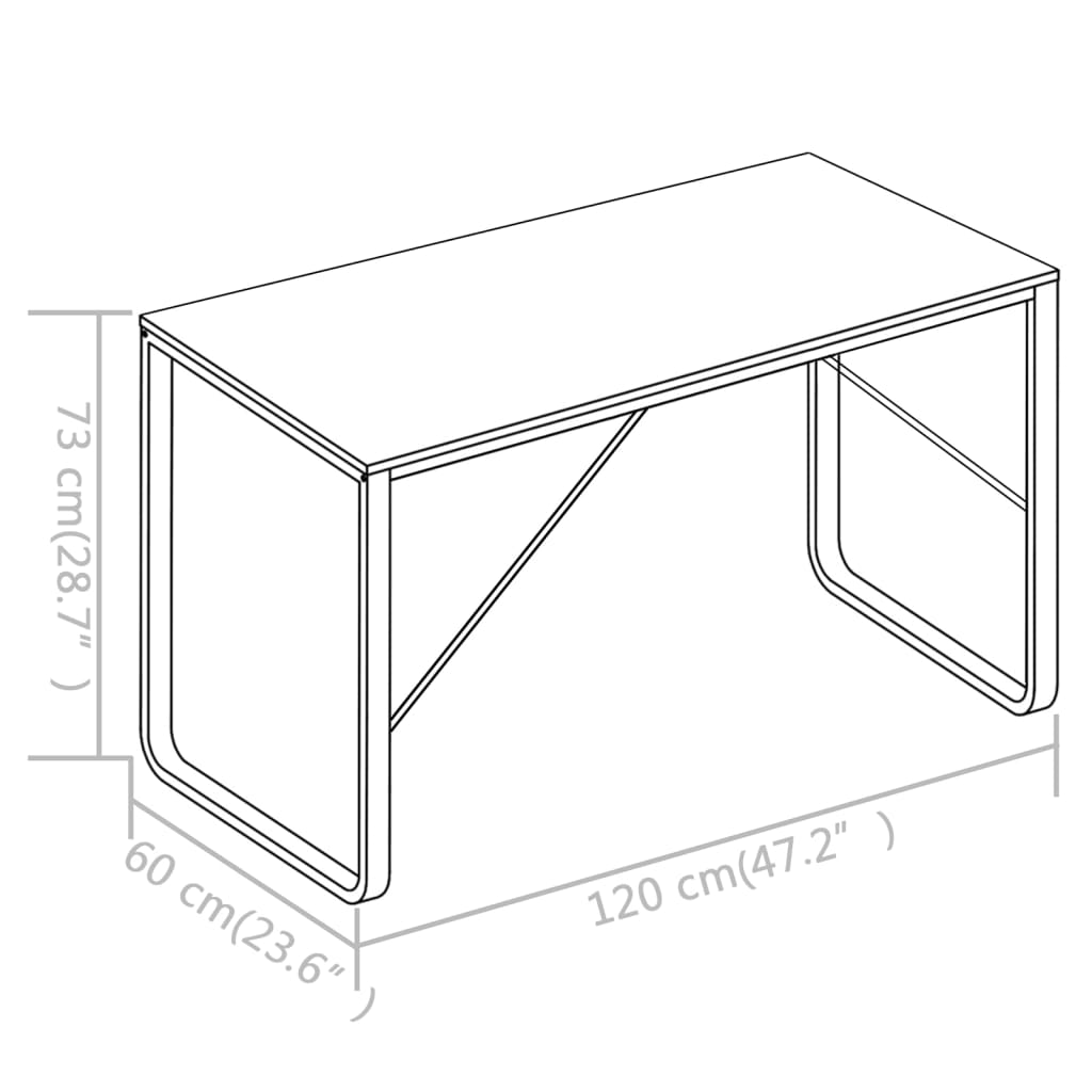 Bureau d'ordinateur Noir et chêne 120x60x73 cm Bureaux vidaXL   