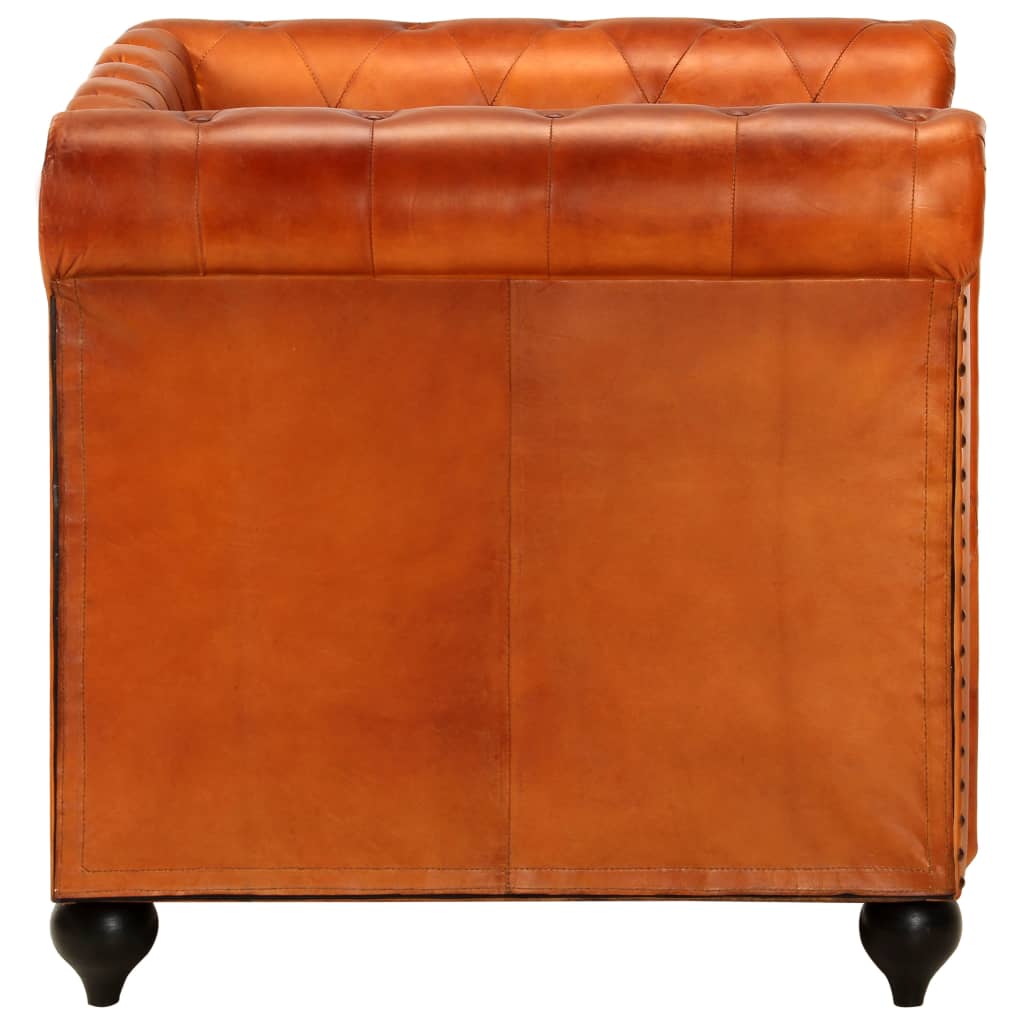 Fauteuil Chesterfield Brun roux Cuir véritable Fauteuils vidaXL   