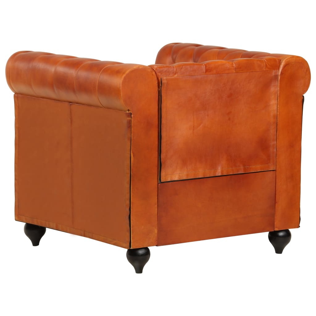 Fauteuil Chesterfield Brun roux Cuir véritable Fauteuils vidaXL   