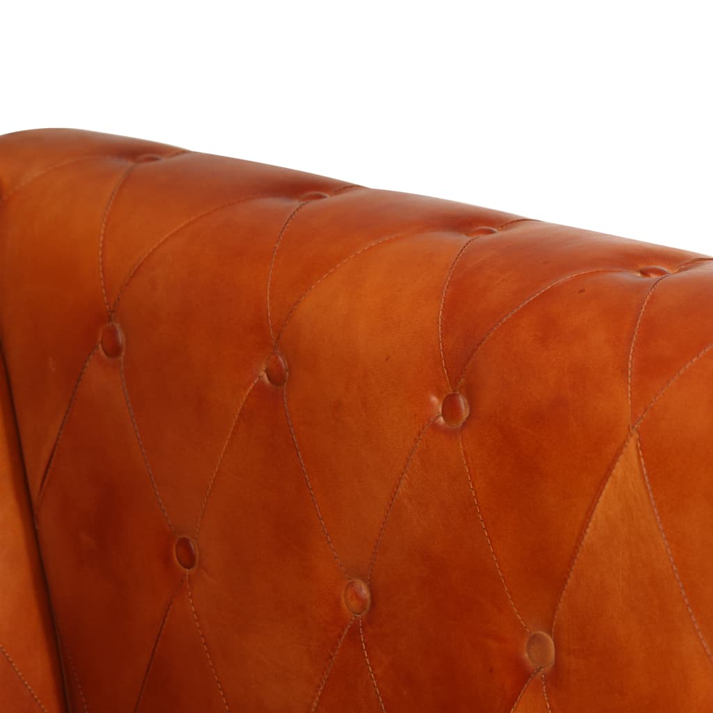 Fauteuil Chesterfield Brun roux Cuir véritable Fauteuils vidaXL   