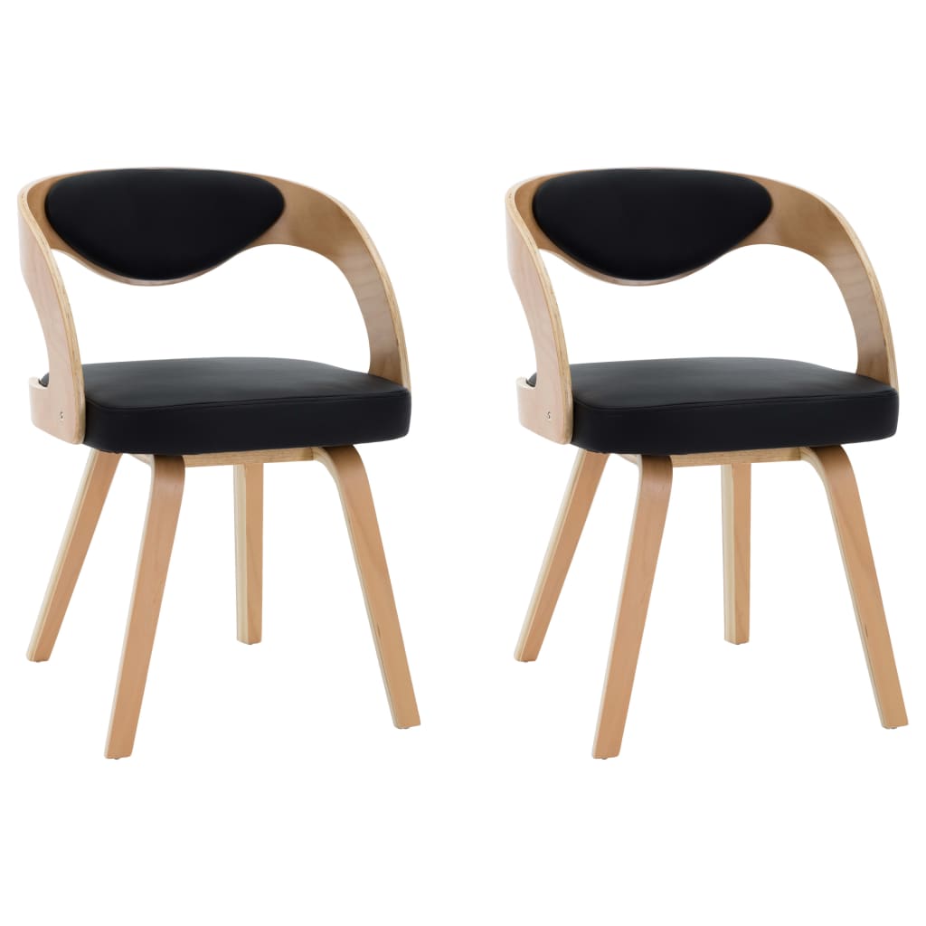 Chaises à manger lot de 2 noir bois courbé et similicuir - Xios Store SNC