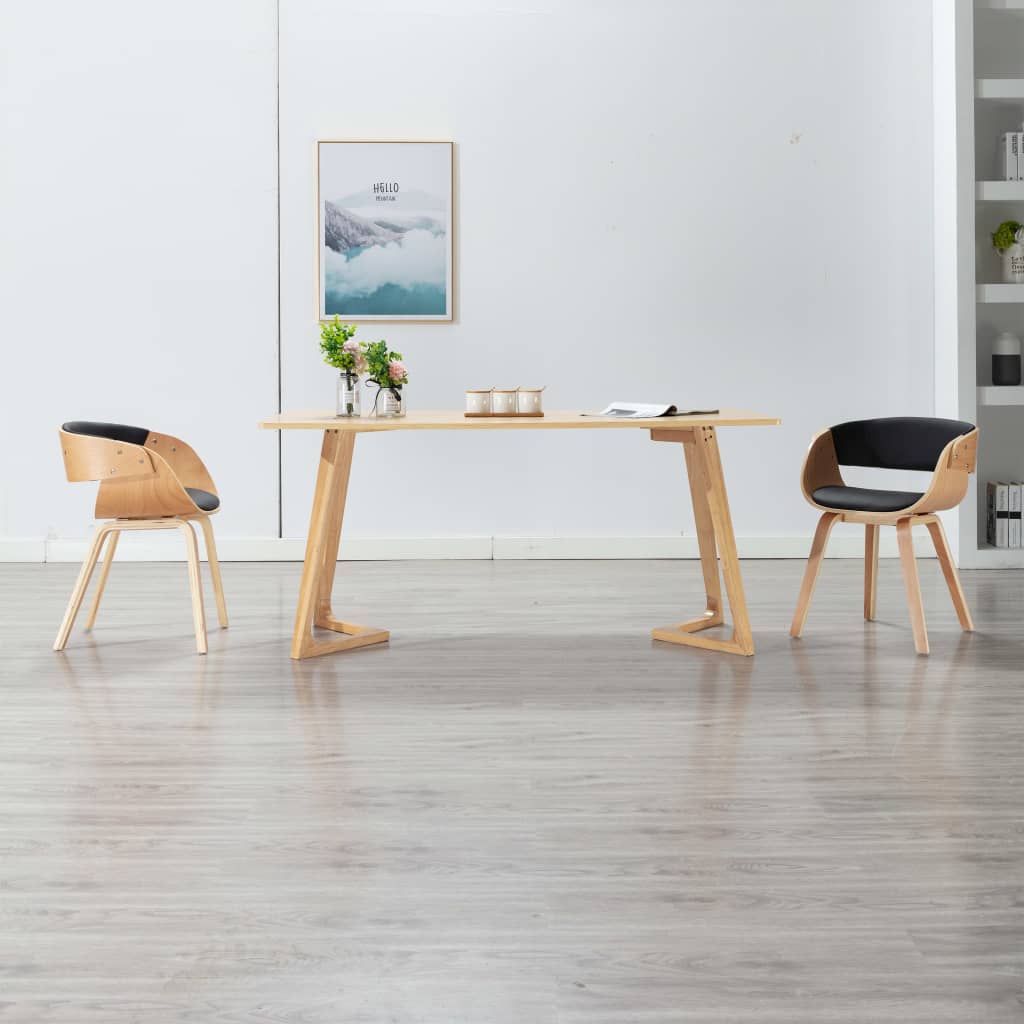 Chaise de salle à manger noir bois courbé et similicuir Chaises de cuisine vidaXL   