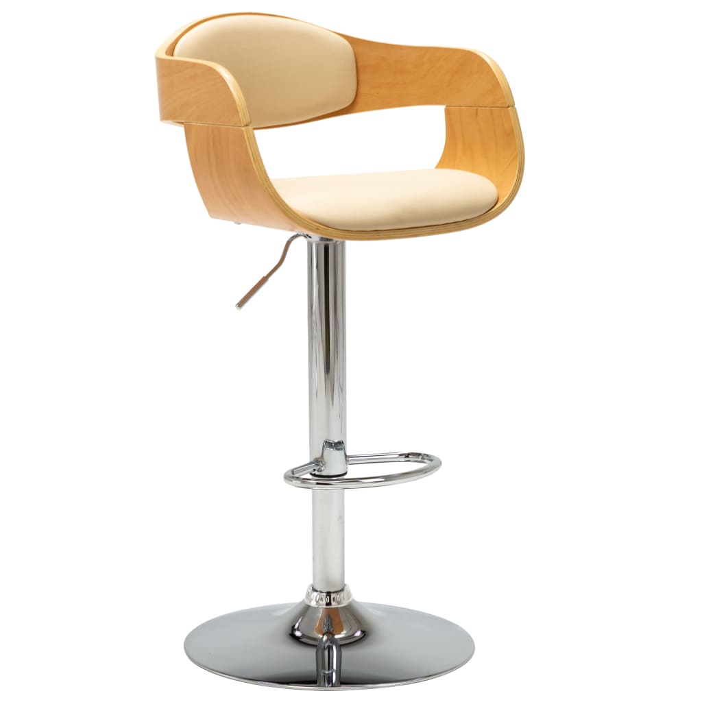 Tabouret de bar Crème Bois courbé et similicuir Tabourets de bar vidaXL   