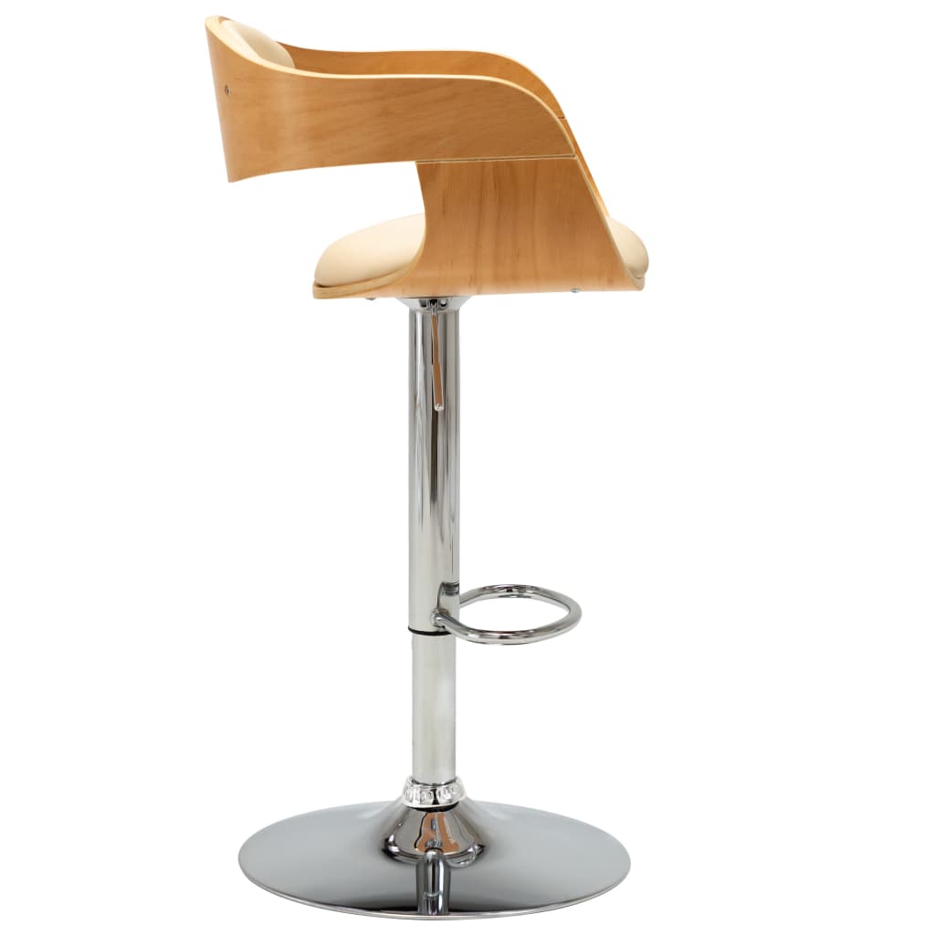 Tabouret de bar Crème Bois courbé et similicuir Tabourets de bar vidaXL   