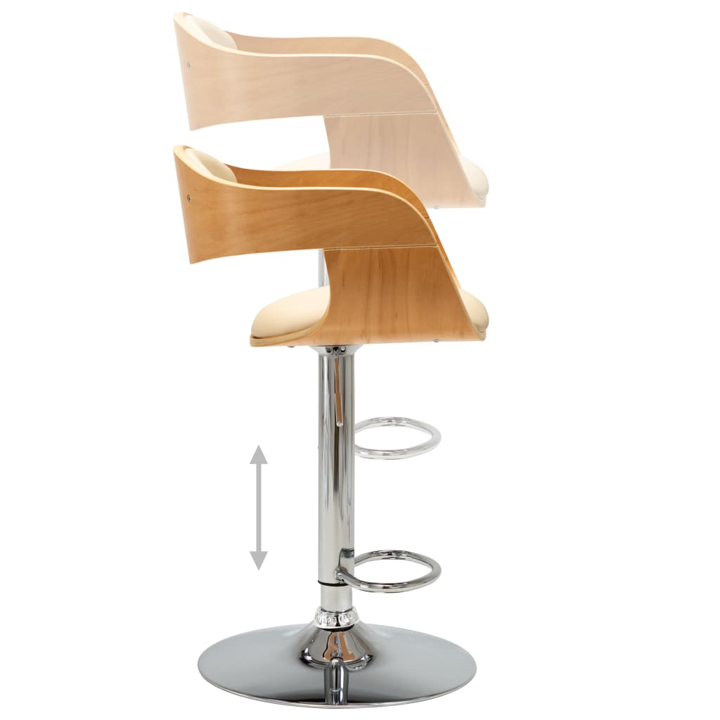 Tabouret de bar Crème Bois courbé et similicuir Tabourets de bar vidaXL   