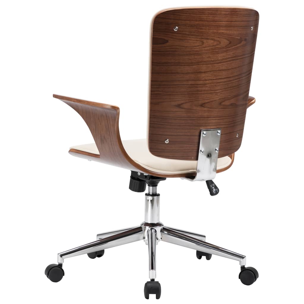 Chaise pivotante de bureau Crème Similicuir et bois courbé - Xios Store SNC