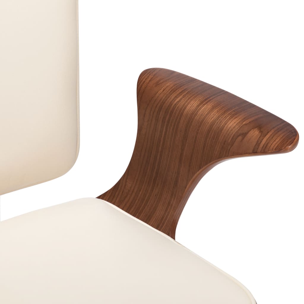 Chaise pivotante de bureau Crème Similicuir et bois courbé - Xios Store SNC