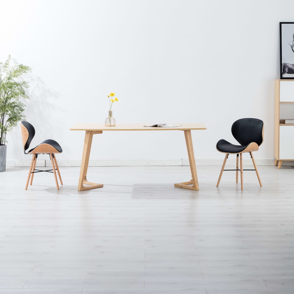 Chaises à manger lot de 2 noir similicuir et bois courbé Chaises de cuisine vidaXL   