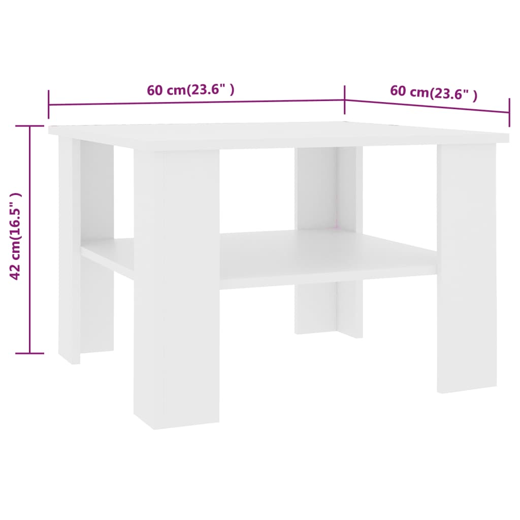 Table basse Blanc 60x60x42 cm Bois d’ingénierie Tables basses vidaXL   