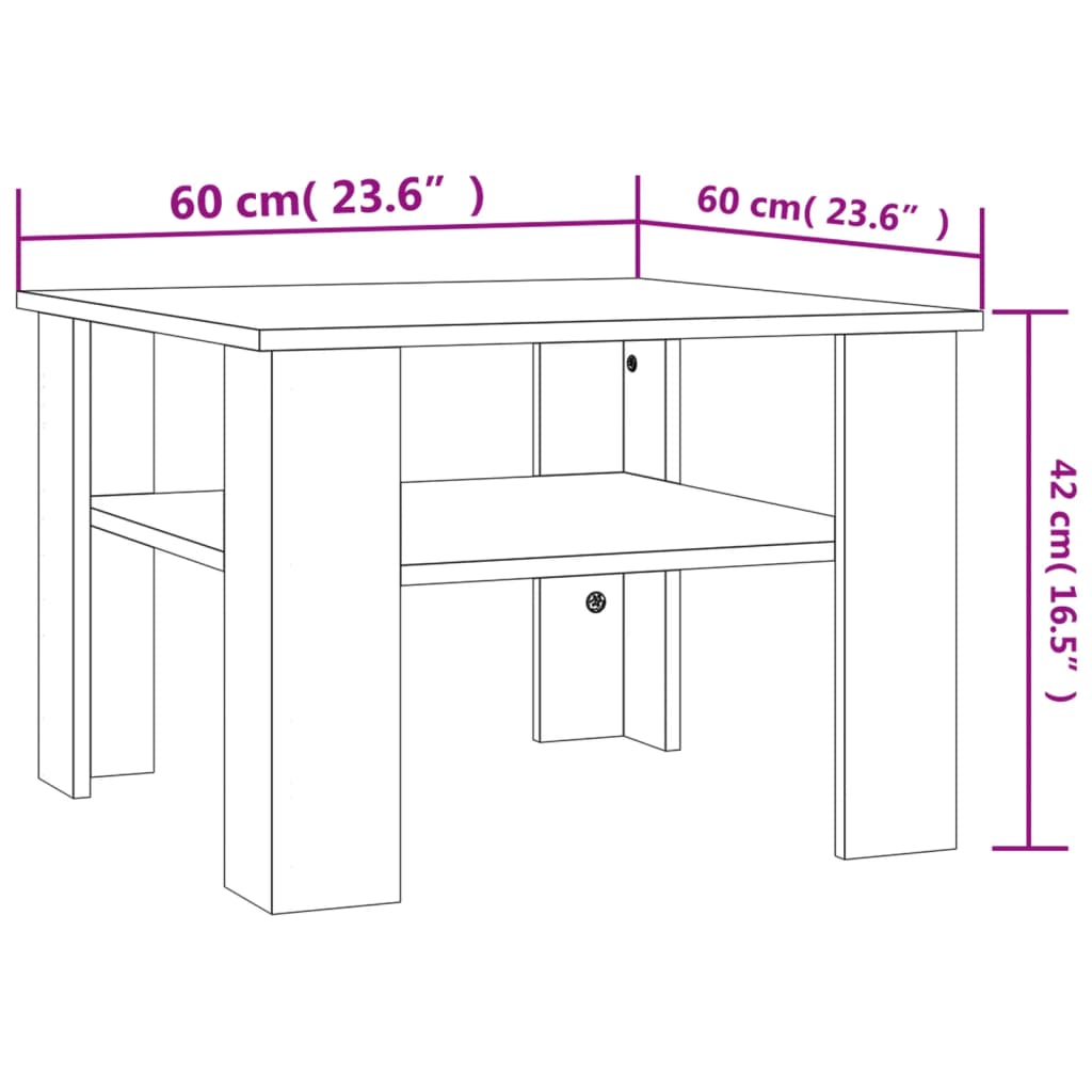 Table basse Chêne sonoma 60x60x42 cm Bois d’ingénierie Tables basses vidaXL   