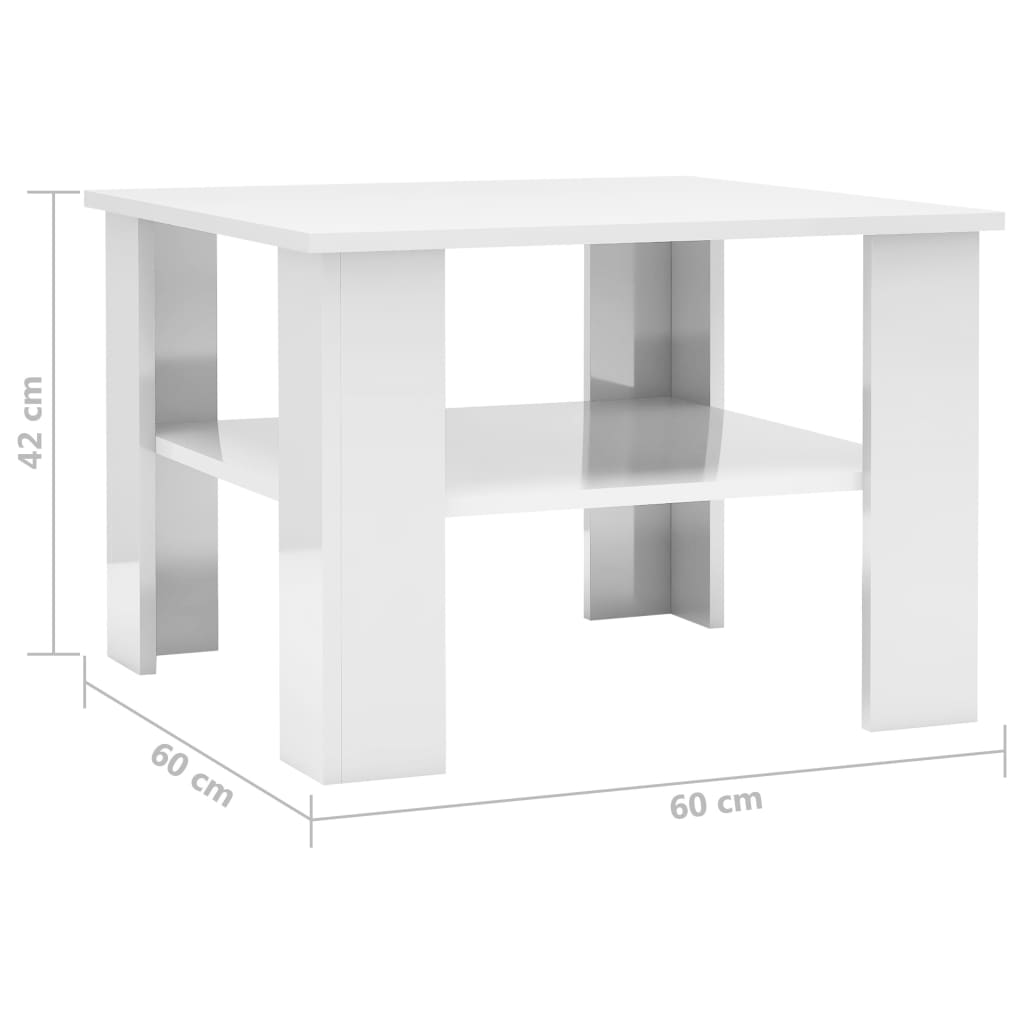 Table basse Blanc brillant 60x60x42 cm Bois d’ingénierie Tables basses vidaXL   