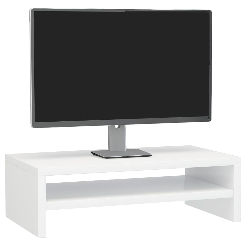 Support de moniteur Blanc brillant 42x24x13cm Bois d'ingénierie Meubles TV vidaXL   