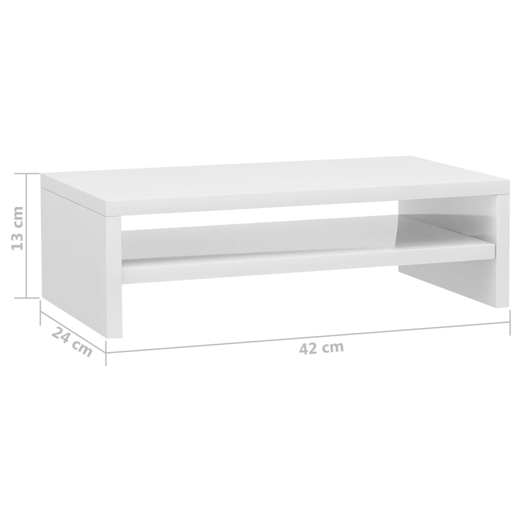 Support de moniteur Blanc brillant 42x24x13cm Bois d'ingénierie Meubles TV vidaXL   