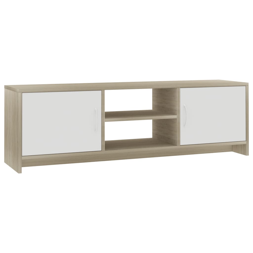 Meuble TV Blanc et chêne sonoma 120x30x37,5cm Bois d’ingénierie Meubles TV vidaXL