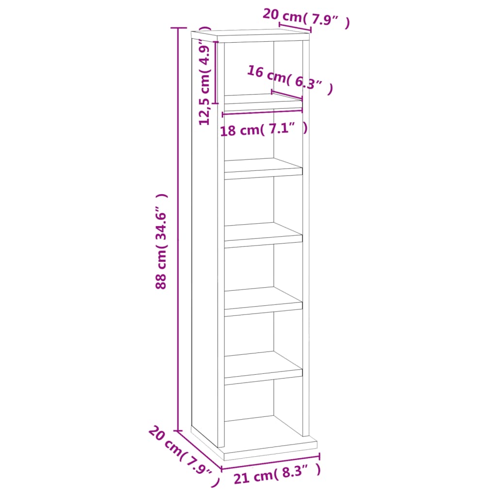 Armoire à CD Blanc 21x20x88 cm Bois d'ingénierie - Xios Store SNC