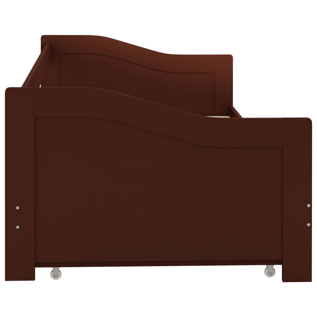 Cadre de lit extensible Marron foncé Bois de pin 90x200 cm Lits & cadres de lit vidaXL   