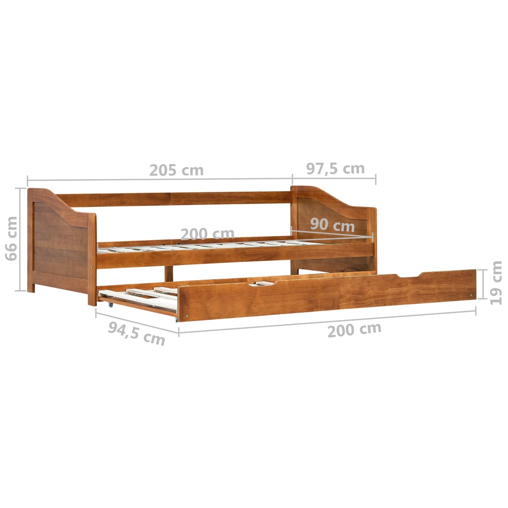 Cadre de lit extensible Marron miel Bois de pin 90x200 cm Lits & cadres de lit vidaXL   