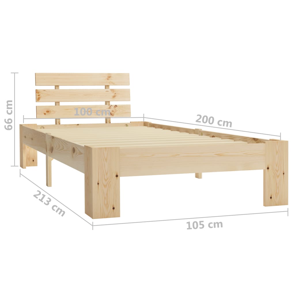 Cadre de lit Bois de pin massif 100 x 200 cm Lits & cadres de lit vidaXL   