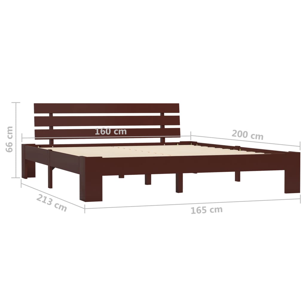 Cadre de lit Marron foncé Bois de pin massif 160 x 200 cm Lits & cadres de lit vidaXL   