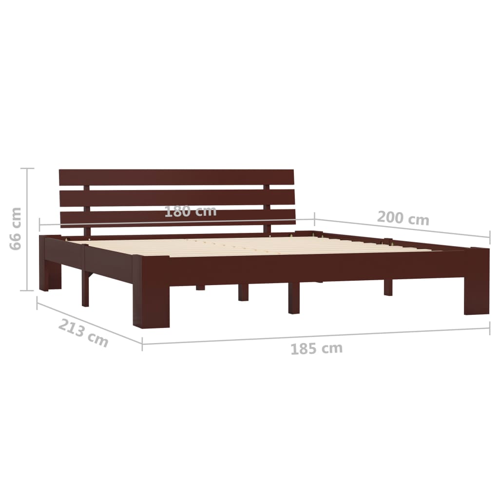 Cadre de lit Marron foncé Bois de pin massif 180 x 200 cm Lits & cadres de lit vidaXL   