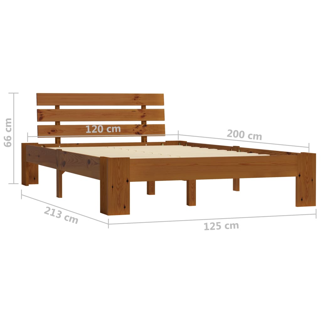 Cadre de lit Marron miel Bois de pin massif 120 x 200 cm Lits & cadres de lit vidaXL   