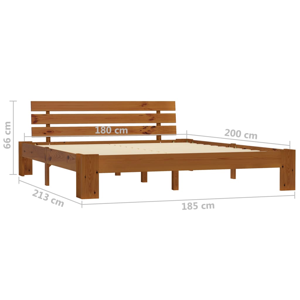 Cadre de lit Marron miel Bois de pin massif 180 x 200 cm Lits & cadres de lit vidaXL   