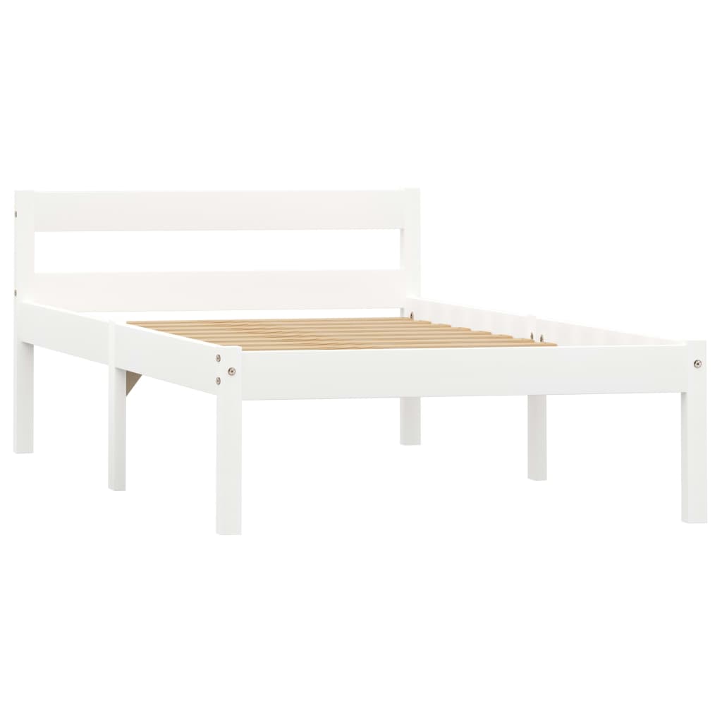 Cadre de lit Blanc Bois de pin massif 90 x 200 cm Lits & cadres de lit vidaXL   