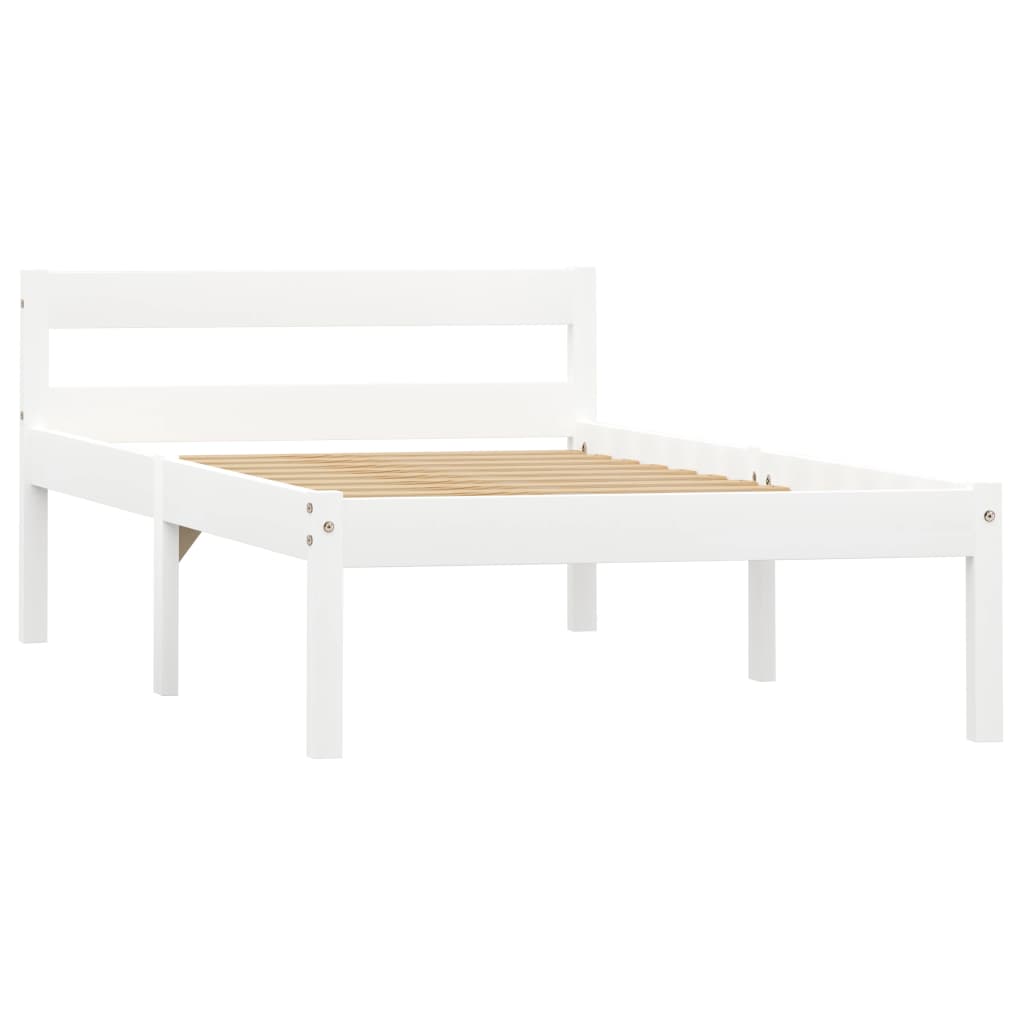 Cadre de lit Blanc Bois de pin massif 100 x 200 cm Lits & cadres de lit vidaXL   