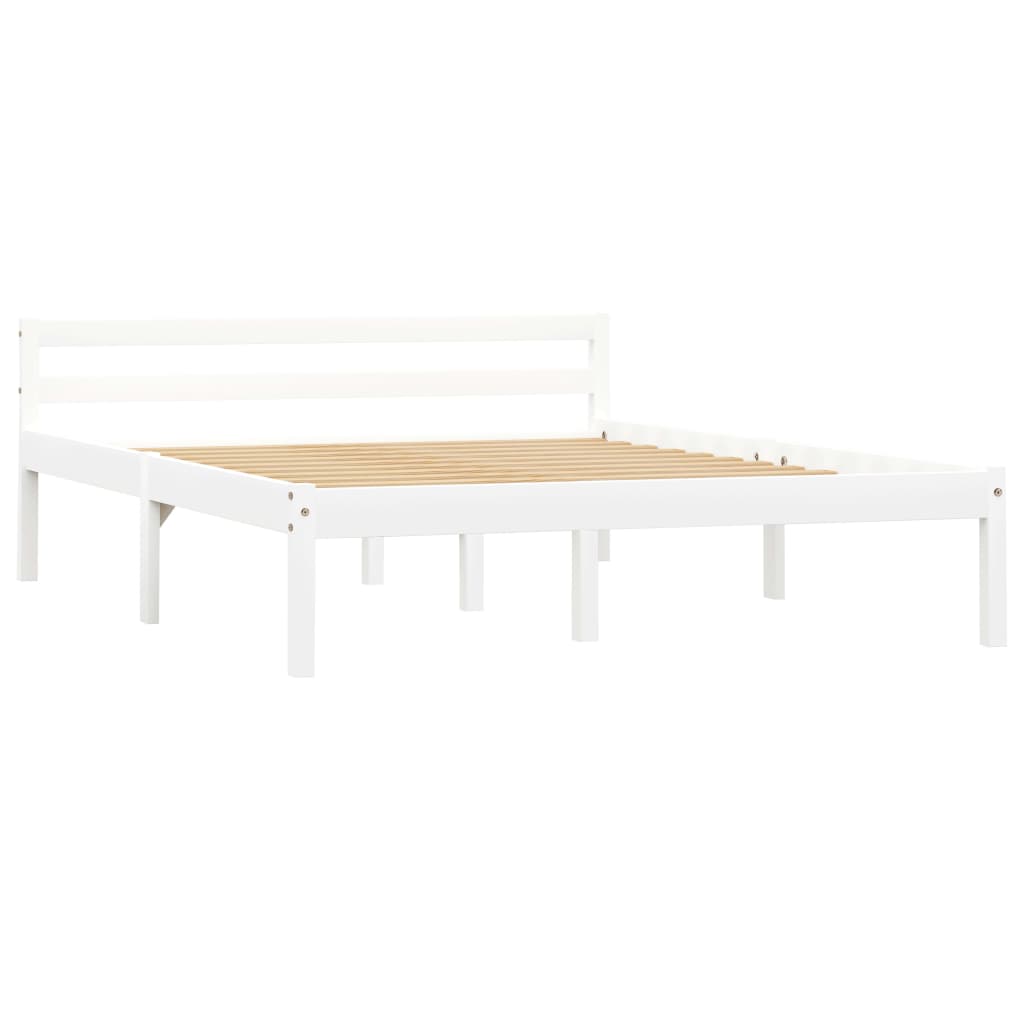 Cadre de lit Blanc Bois de pin massif 140 x 200 cm Lits & cadres de lit vidaXL   