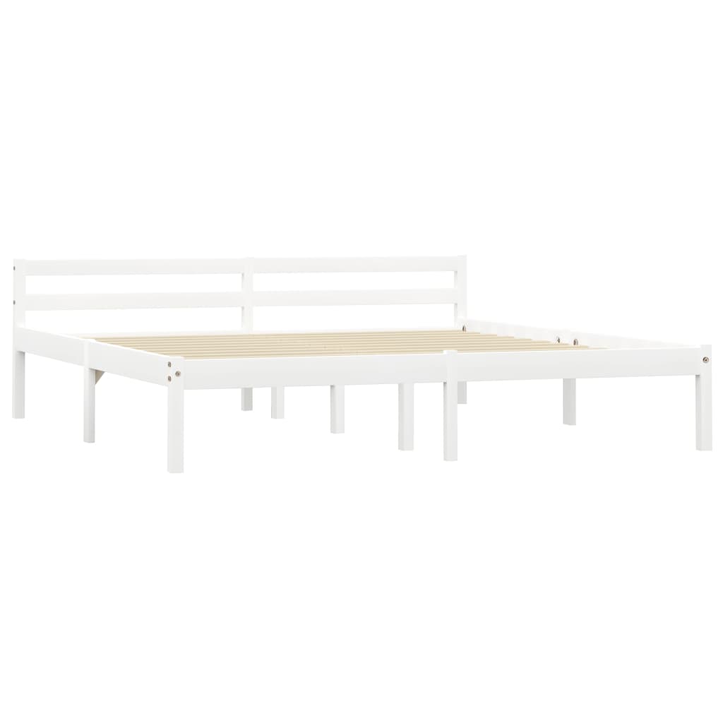 Cadre de lit Blanc Bois de pin massif 160 x 200 cm Lits & cadres de lit vidaXL   