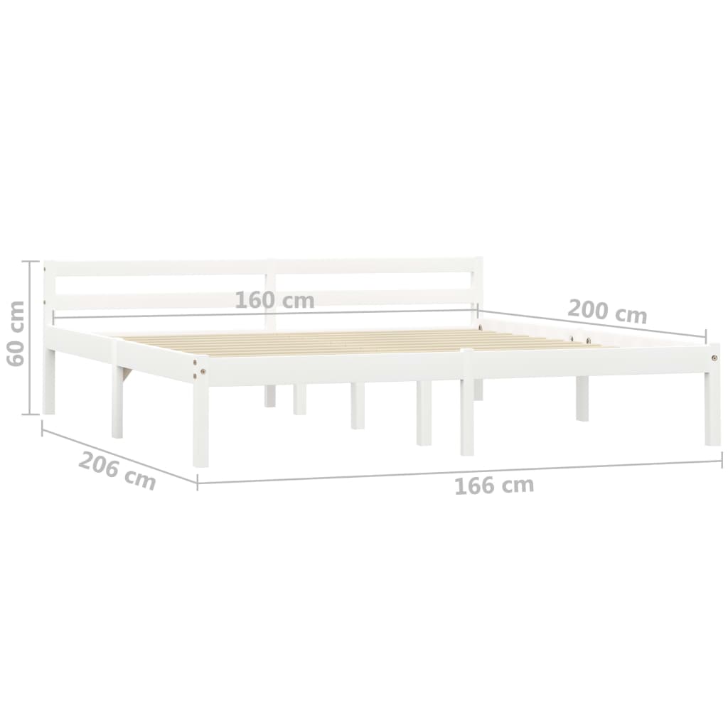 Cadre de lit Blanc Bois de pin massif 160 x 200 cm Lits & cadres de lit vidaXL   