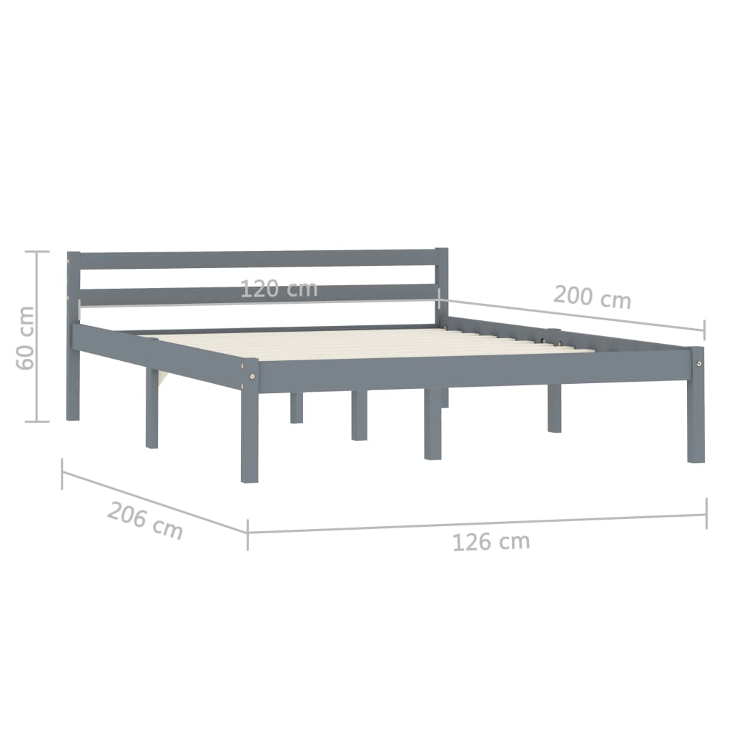 Cadre de lit Gris Bois de pin massif 120 x 200 cm Lits & cadres de lit vidaXL   