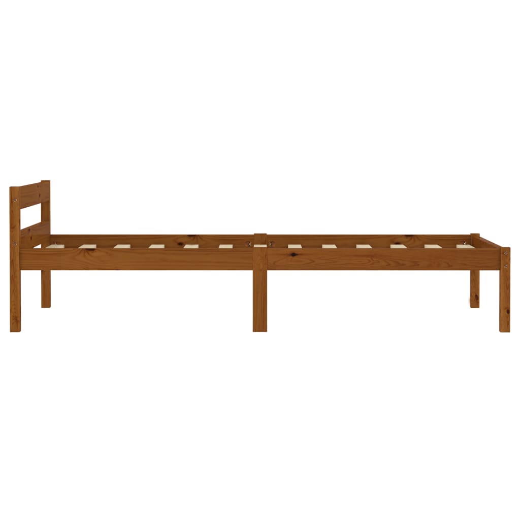 Cadre de lit Marron miel Bois de pin massif 100 x 200 cm Lits & cadres de lit vidaXL   