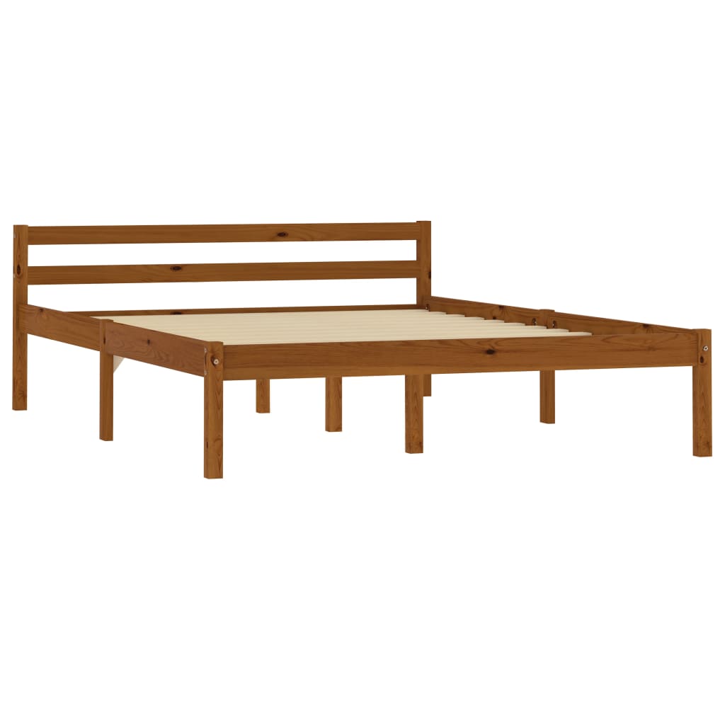 Cadre de lit Marron miel Bois de pin massif 120 x 200 cm Lits & cadres de lit vidaXL   