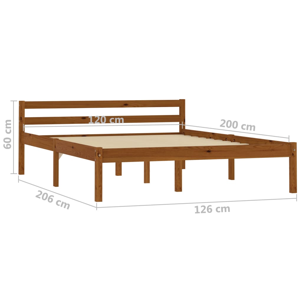 Cadre de lit Marron miel Bois de pin massif 120 x 200 cm Lits & cadres de lit vidaXL   