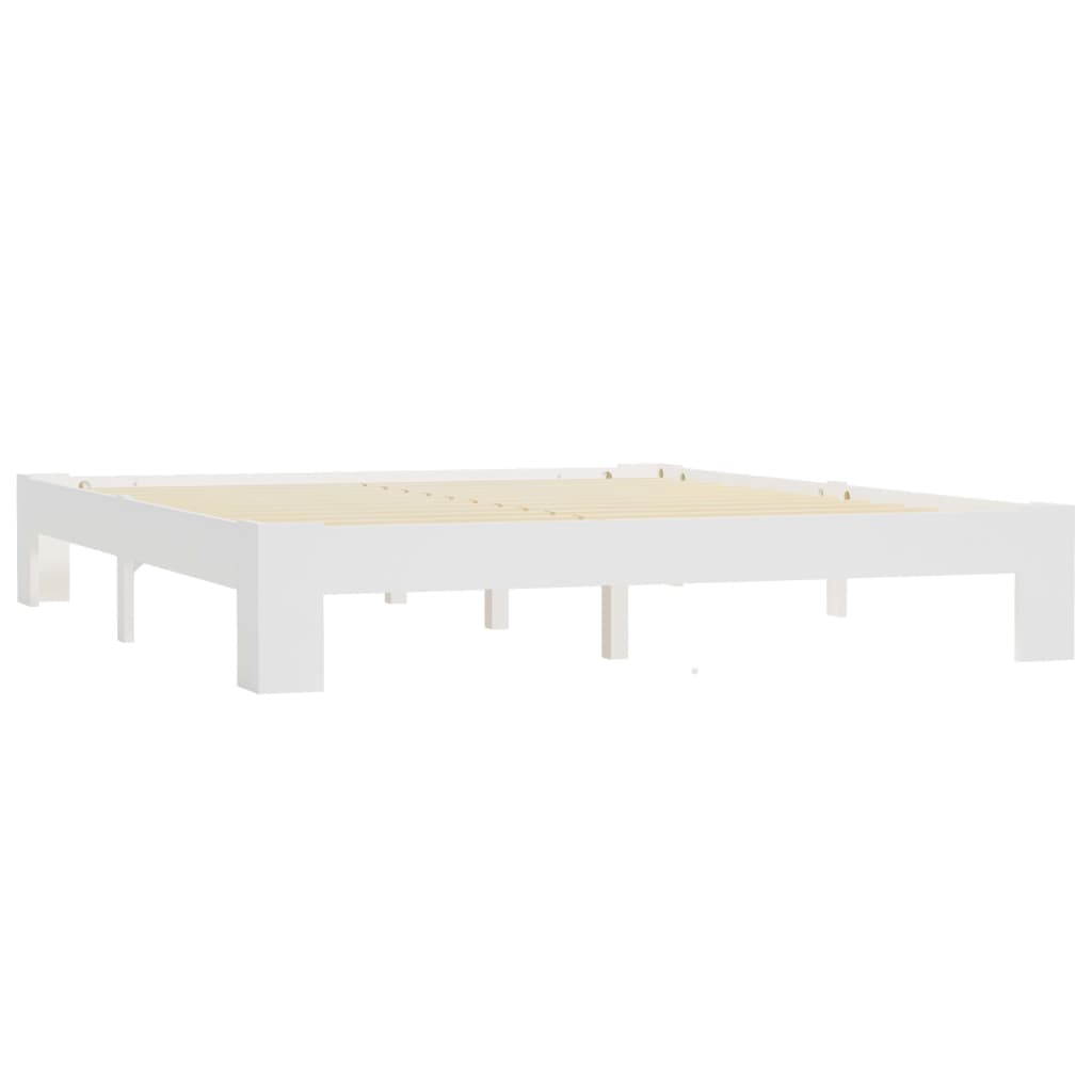 Cadre de lit Blanc Bois de pin massif 160 x 200 cm Lits & cadres de lit vidaXL   