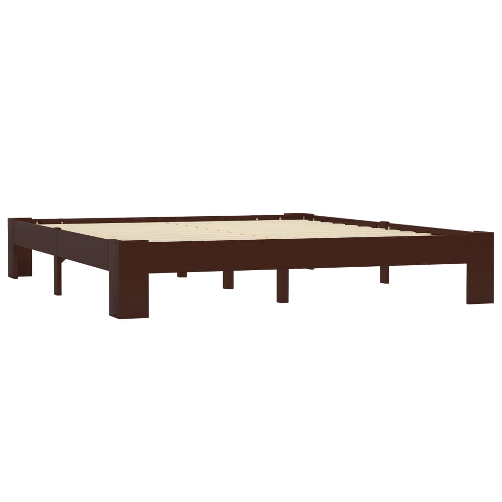 Cadre de lit Marron foncé Bois de pin massif 160 x 200 cm Lits & cadres de lit vidaXL   