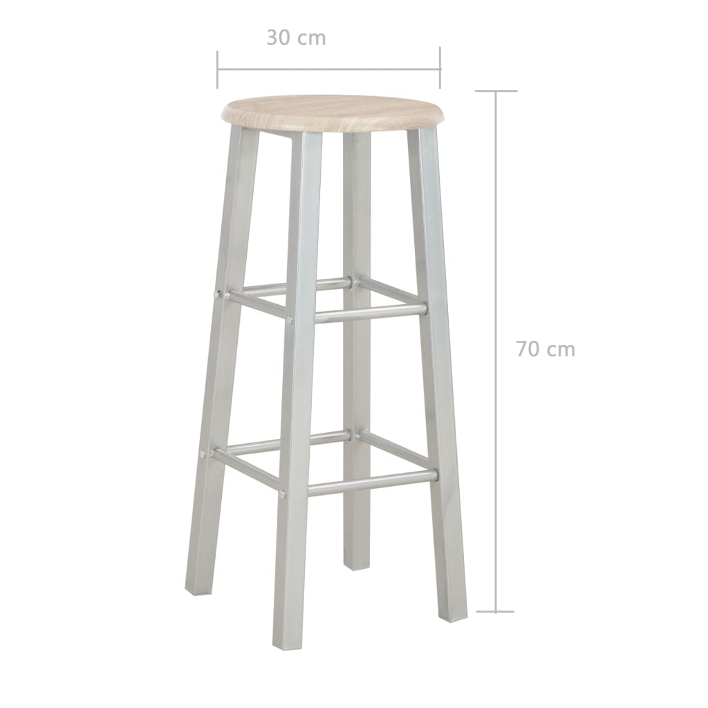 Ensemble de bar 3 pcs Bois et acier Meubles de salle à manger vidaXL   