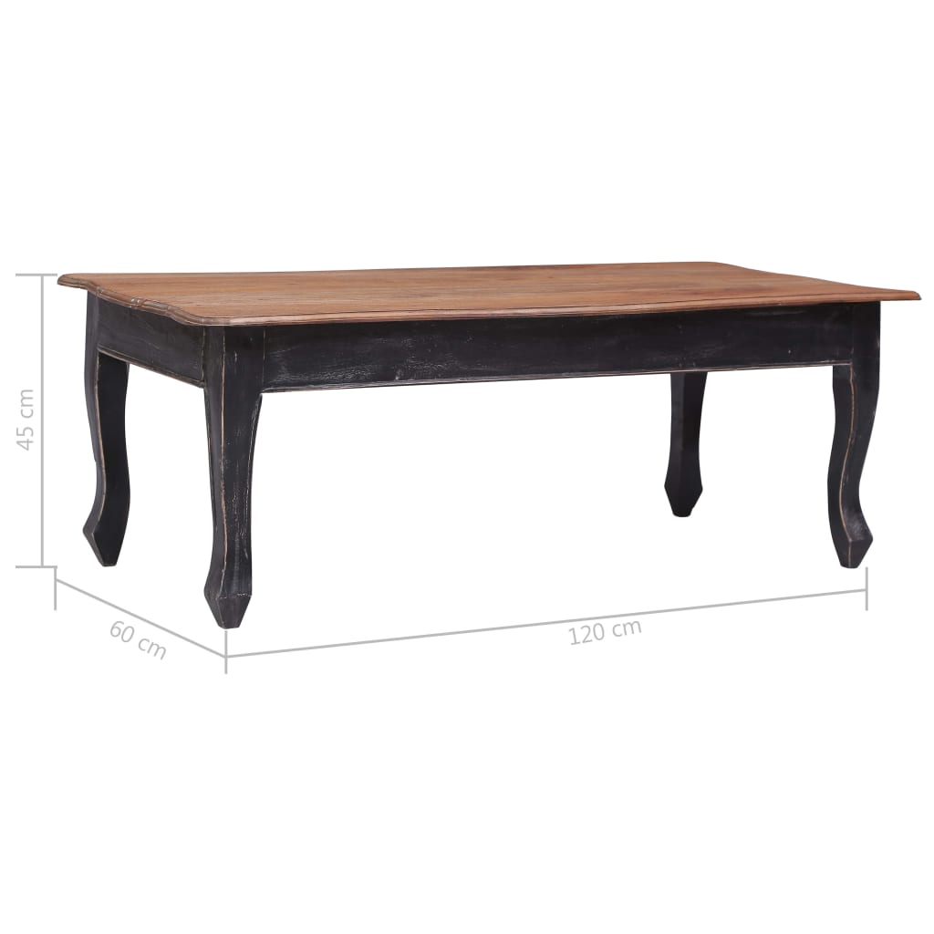 Table basse Noir 120x60x45 cm Bois d'acajou massif Tables basses vidaXL