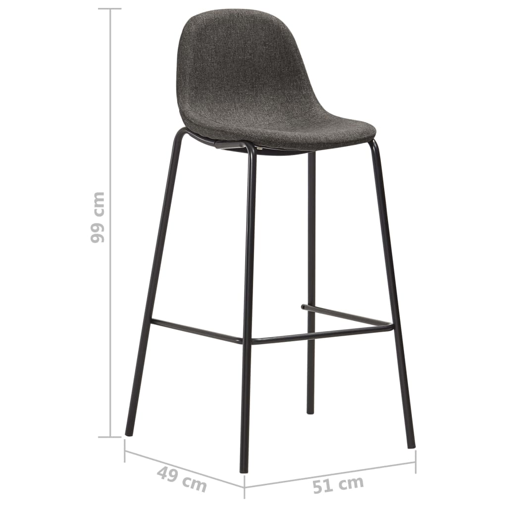 Chaises de bar lot de 2 gris foncé tissu Tabourets de bar vidaXL   