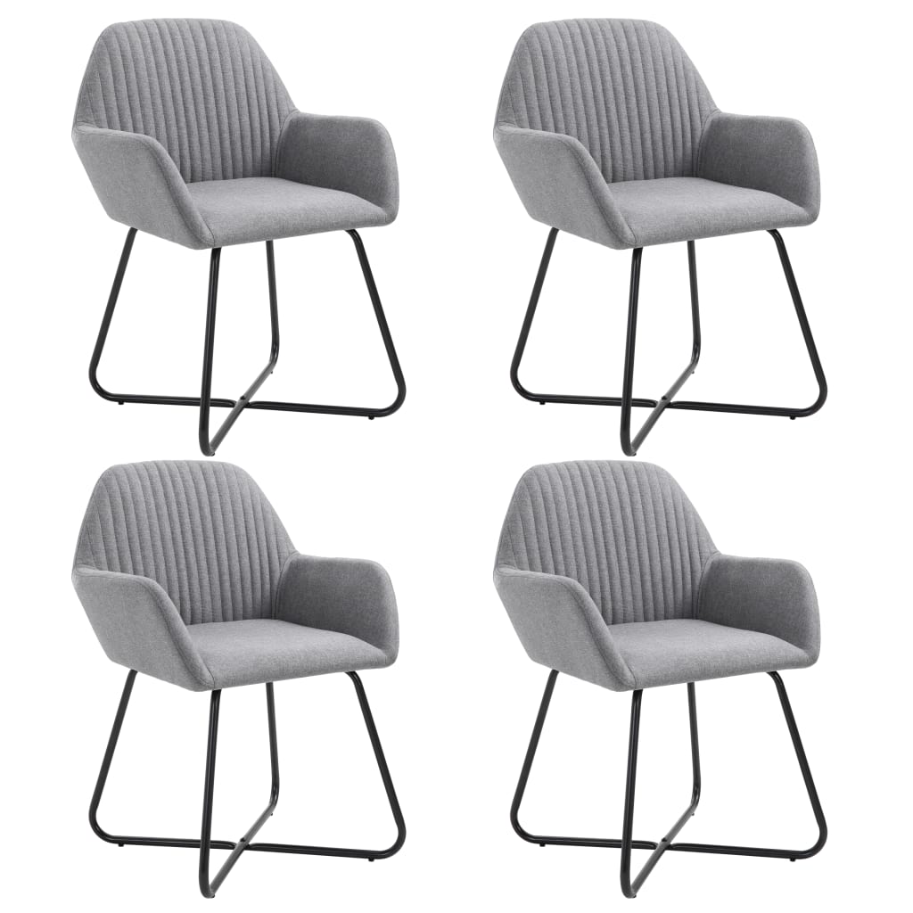 Chaises à manger lot de 4 gris clair tissu Chaises de cuisine vidaXL   