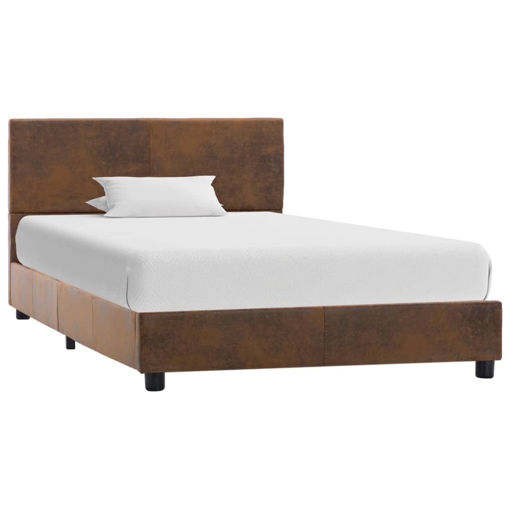 Cadre de lit Marron Similicuir daim 90 x 200 cm Lits & cadres de lit vidaXL   