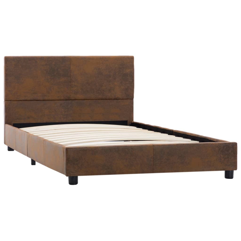 Cadre de lit Marron Similicuir daim 100 x 200 cm Lits & cadres de lit vidaXL   