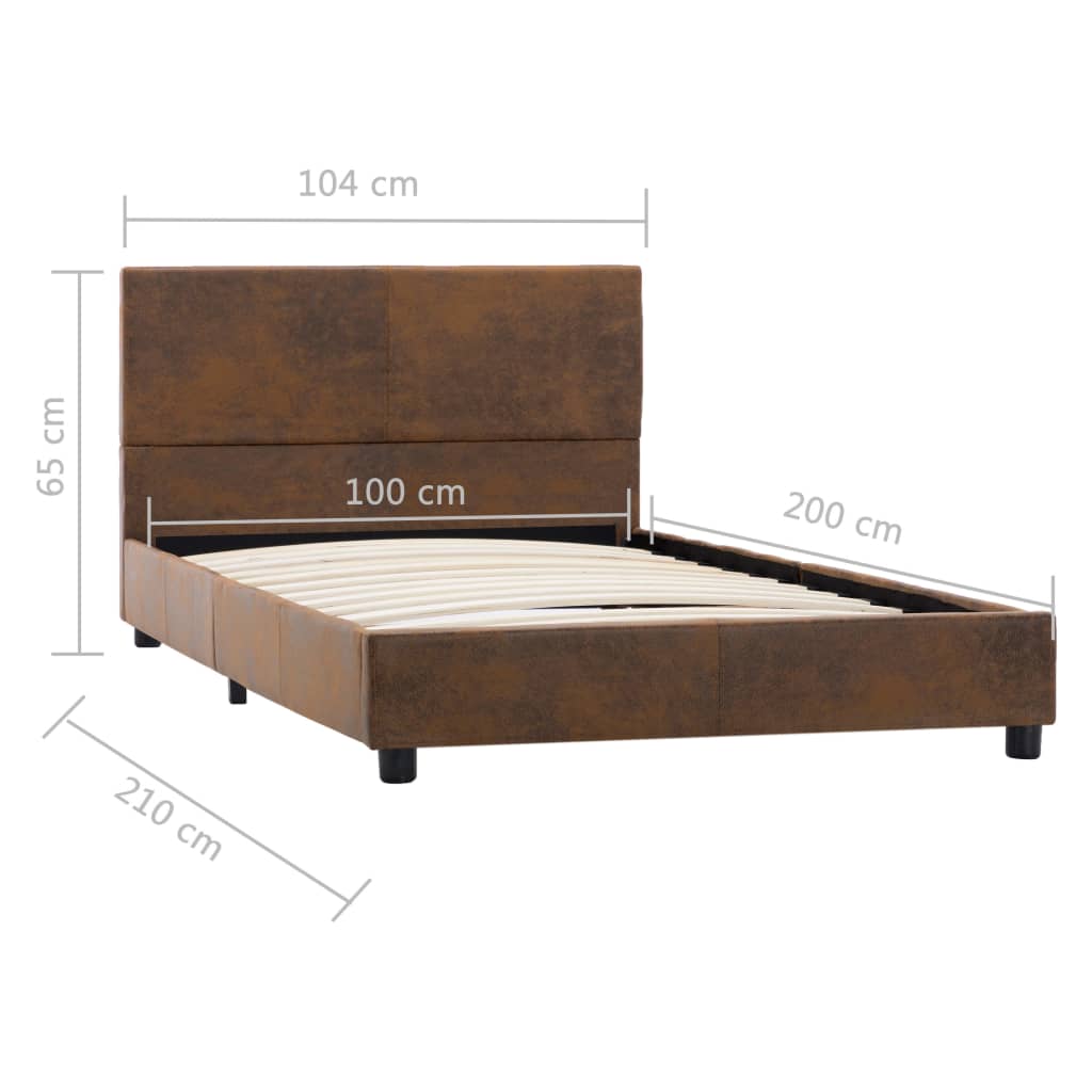 Cadre de lit Marron Similicuir daim 100 x 200 cm Lits & cadres de lit vidaXL   