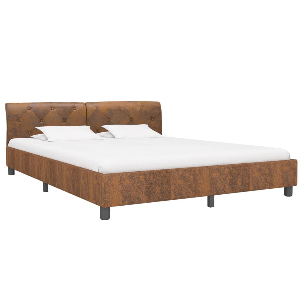 Cadre de lit Marron Similicuir daim 160 x 200 cm Lits & cadres de lit vidaXL   