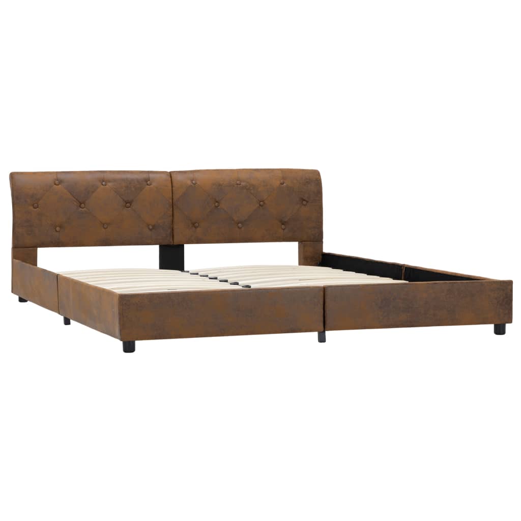 Cadre de lit Marron Similicuir daim 160 x 200 cm Lits & cadres de lit vidaXL   