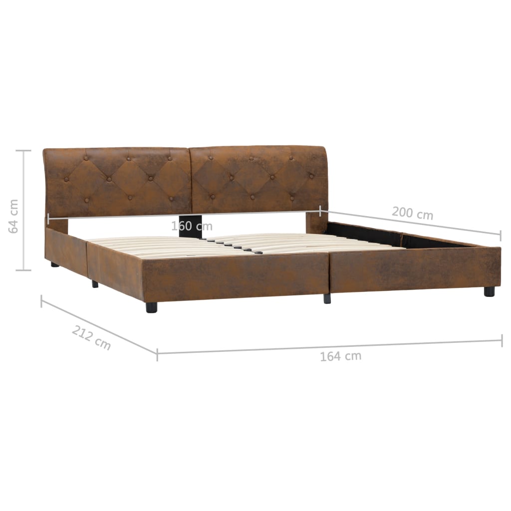 Cadre de lit Marron Similicuir daim 160 x 200 cm Lits & cadres de lit vidaXL   